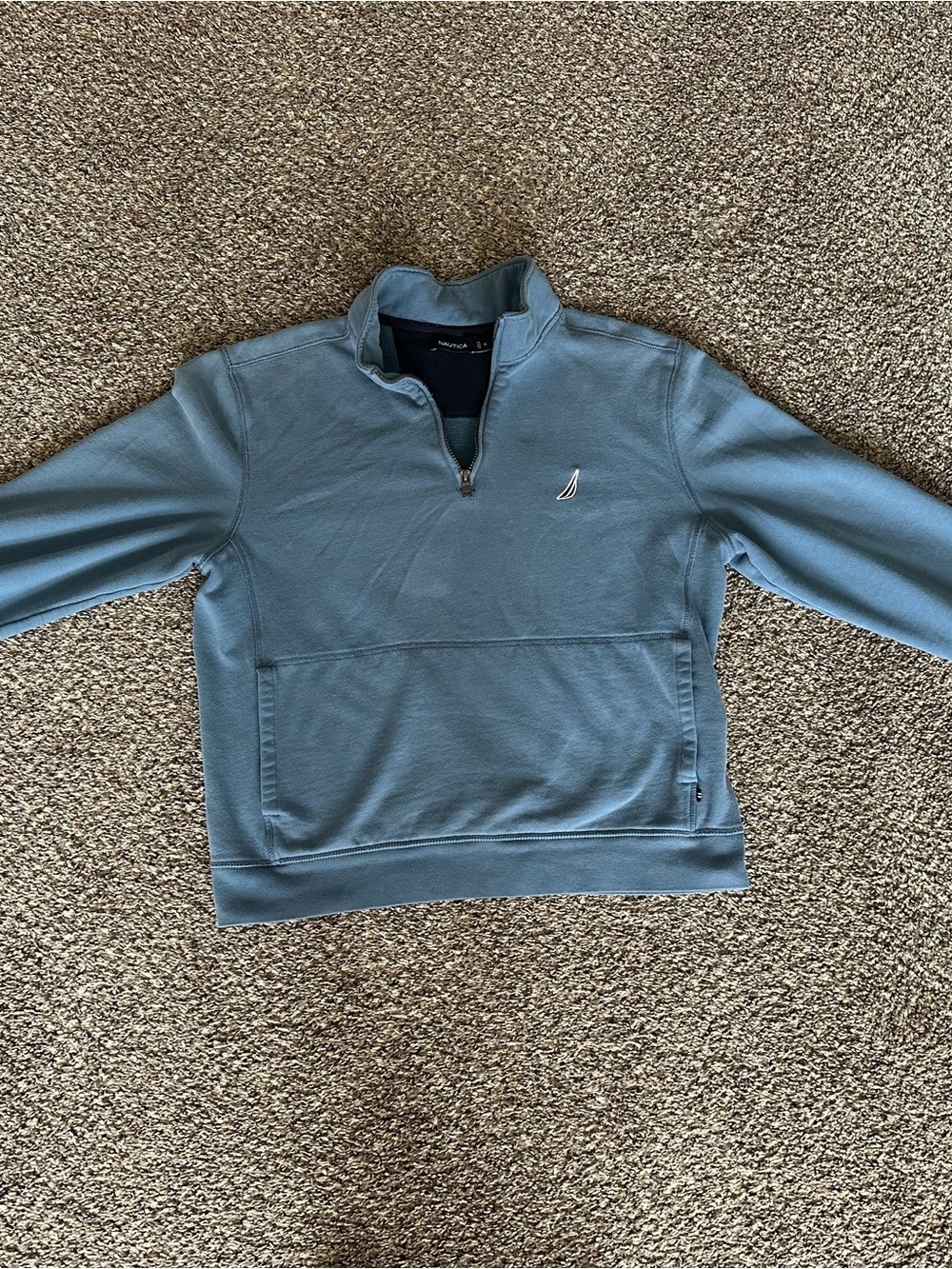 Nautica Men's Dusty Blue Quarter-Zip Pullover with Sail Logo